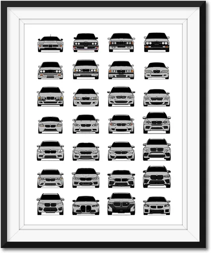 Vista 8 de Custom Car Posters Póster hecho a mano compatible con BMW M Car Poster Print Wall Art Decor of all BMW M Power Cars M3, M4, M5, M2, M6, M1 y más