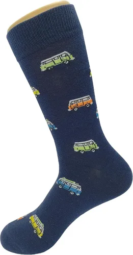 Vista 3 de VW Bus - Calcetines de vestir para hombre, 8-12, NegroAzul, 9-11