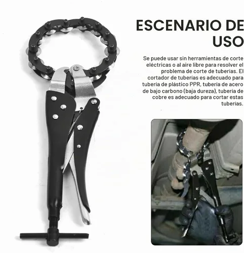 Vista 4 de Cortador de tubo de escape Multi Rueda Cadena Lock-Grip Alicates Tubo de tubo PCS Herramienta de llave