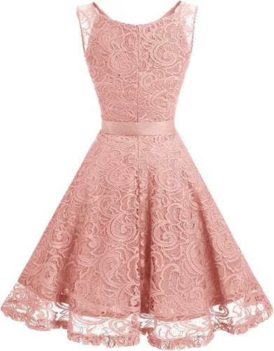 Vista 4 de Dressystar - Vestido con encaje floral y cuello en V para mujer ideal para dama de honor fiesta y baile de graduación