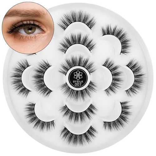 Vista 17 de DYSILK Pestañas postizas naturales de visón 6D, aspecto dramático, pestañas postizas esponjosas, extensión de maquillaje, pestañas largas hechas a