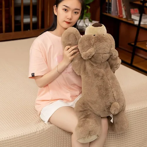Vista 2 de ARELUX Animal de peluche suave de oso marrón: almohada de oso de peluche de 19.6 pulgadas para niños pequeños, lindos peluches de cuerpo abrazo