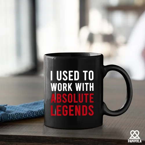 Vista 6 de Panvola Taza de café de cerámica con texto en inglés "I Used To Work With Absolute Legend Coworker Gifts Retirement New Job Goodbye Retired Negro