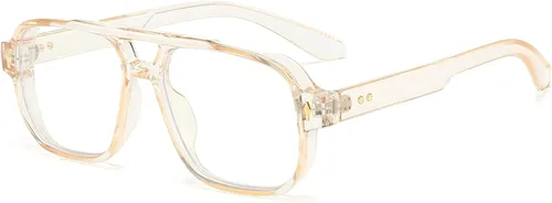 Vista 16 de PORADAY Gafas de Bloqueo de Luz Azul para Mujeres y Hombres Estilo Retro Cuadrado de los Años 70 Gafas de Aviador Gafas Rectangulares para gris