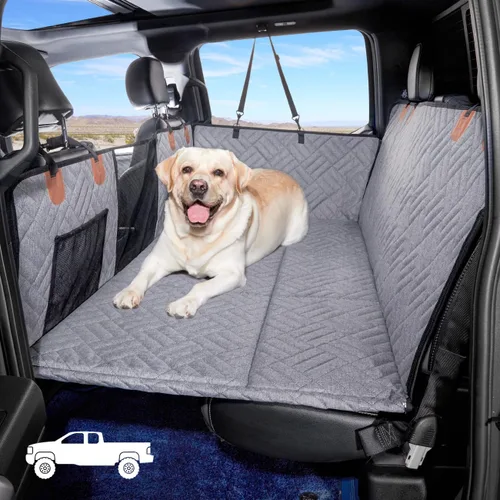 Vista 9 de Extensor de asiento trasero, funda de asiento de perro para asiento trasero, funda de asiento de coche de fondo duro para perros, hamaca para perro