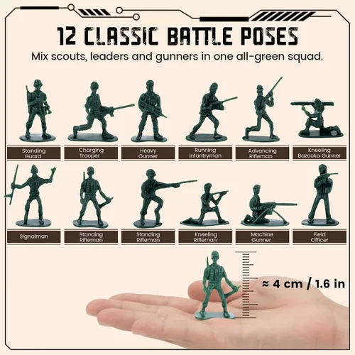 Vista 3 de LovesTown 200 soldados de juguete del ejército para hombres, juguetes militares clásicos para niños de más de 3 años, proyectos escolares, dioramas