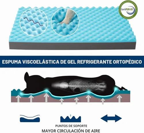 Vista 2 de Cama refrescante para perros grandes, cama ortopédica de espuma viscoelástica para perros con nueva tela de enfriamiento, cama impermeable y lavable