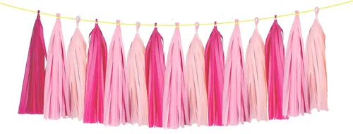 Vista 10 de ZOOYOO Guirnalda de borlas brillantes de papel de seda para decoración de mesa, kits de bricolaje para cumpleaños, boda, despedida de soltera
