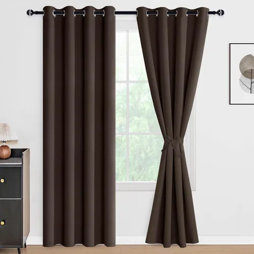 Vista 36 de DWCN - Cortinas 100% opacas para dormitorio con forro negro, cortinas de ventana de doble capa con aislamiento térmico que oscurecen toda la Azul