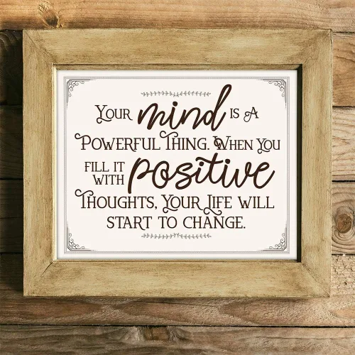 Vista 7 de Your Mind is a Powerful Thing When You Fill It With Positive Thoughts - Great Inspirational Decor, Positive Quote Display, Home Office and Classroom