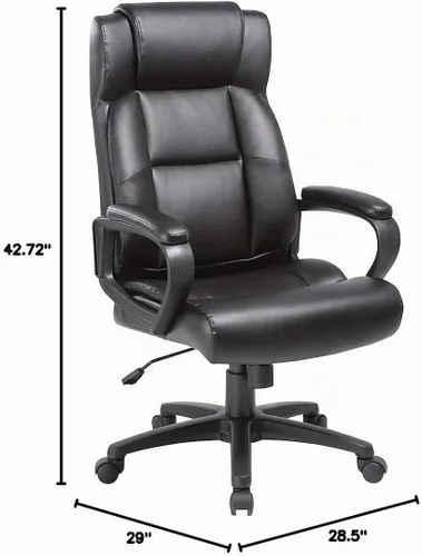 Vista 3 de Lorell Silla ejecutiva de cuero negro con respaldo alto Soho