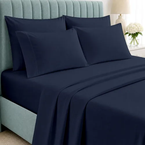 Vista 14 de Shreem Linen Juego de sábanas tamaño Queen de 6 piezas, sábanas 100% algodón egipcio, ropa de cama de lujo de hotel, bolsillo profundo de 18
