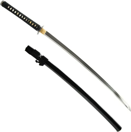 Vista 9 de Espada confeccionada a mano: Katana samurai completamente funcional con hoja de acero de carbono 1095 forjada a mano y templada en arcilla, con hoja