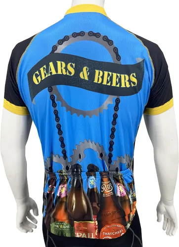 Vista 2 de Gears & Beers - Camiseta de ciclismo de manga corta para hombre