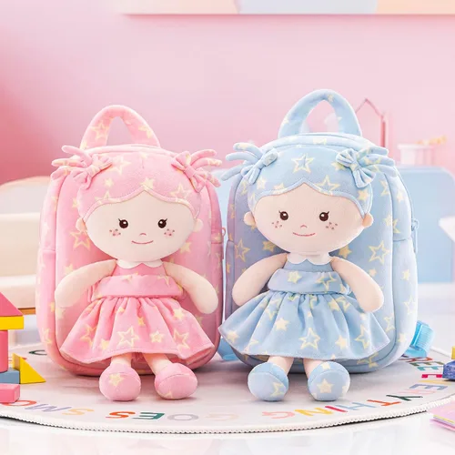 Vista 25 de Onetoo Mochila para niños pequeños, regalos de regreso a clases, mochilas para niñas y niños con muñecas de bebé ligeras y suaves en vestido