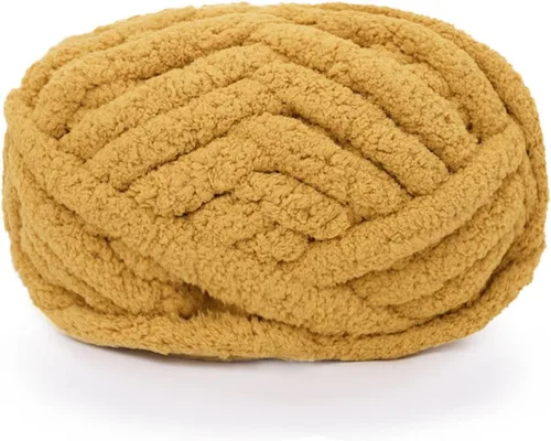 Vista 12 de Hilo grueso de chenilla para tejer a mano mantas, súper suave y súper grande (Beige)