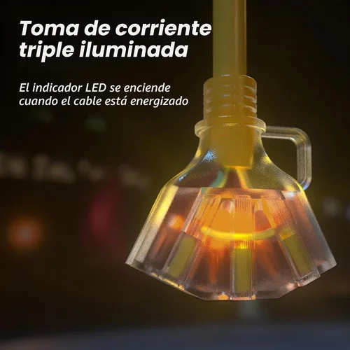 Vista 5 de PlugSaf - Cable de extensión para exteriores de calibre 10 de 50 pies con múltiples tomas, color amarillo