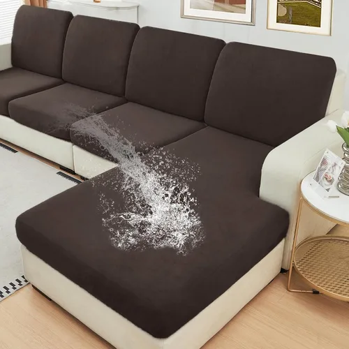 Vista 11 de NAISI Fundas de cojín impermeables de tela de terciopelo grueso lavable, 1 pieza, fundas individuales para sofá modular con parte inferior elástica