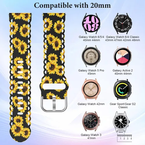 Vista 4 de Compatible con Correa de Samsung Galaxy Watch 7/6/5/4 de 40mm 44mm/Classic de 43mm 47mm 42mm 46mm/Pro de 45mm/Active 2/Watch 3 de 41mm, Correa