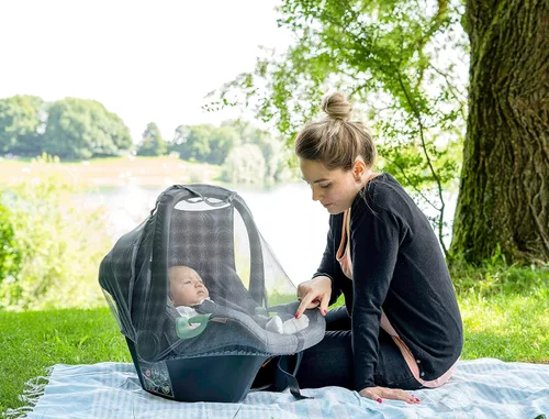 Vista 6 de Mosquitera para portabebés – Red de malla de insectos para asiento de coche – Ajuste universal, moisés y cochecito de calidad premium: lavable a