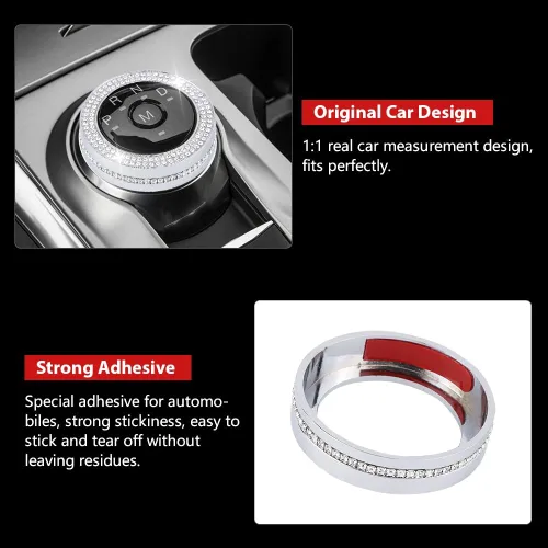 Vista 5 de PIFOOG Bling Explorer Accesorios para Ford 2023 2022 2021 2020 Cubierta de Perilla de Cambio de Marchas Calcomanía Cristal Perillas de Interruptor