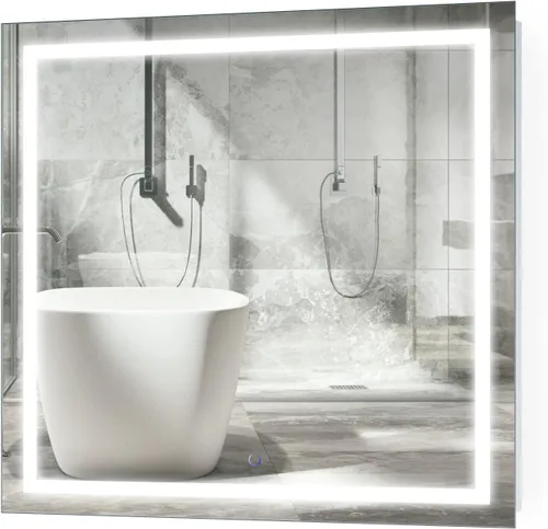 Vista 18 de Krugg Espejo de baño LED cuadrado de 24 x 24 pulgadas Espejo de tocador iluminado incluye atenuador y desempañador Montaje en pared vertical u