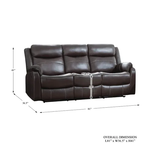 Vista 3 de Homelegance Yerba - Sofá reclinable doble de microfibra de 80 pulgadas, color marrón oscuro