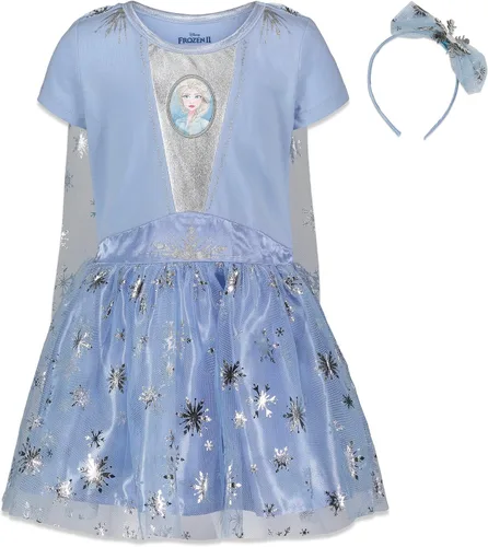Vista 8 de Disney Frozen, Reina Elsa, Princesa Anna, vestido de manga corta Púrpura/Negro