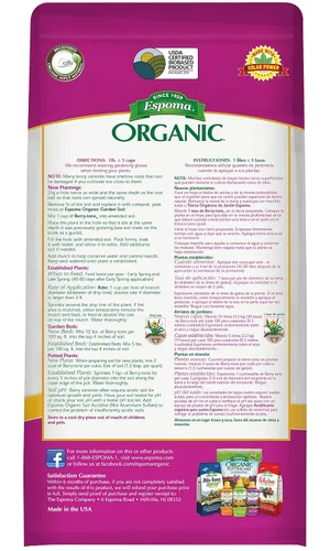 Vista 3 de Espoma Organic Berry-Tone 4-3-4 Fertilizante natural y orgánico y alimento vegetal para todas las bayas. Bolsa de 4 libras. Uso para plantar