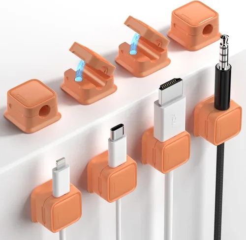 Vista 27 de Paquete de 8 Organizadores de Cables con Soporte, Costop Fuerte Adhesivo Magnético para Gestión de Cables de Escritorio, Fácil de Abrir, Organiza