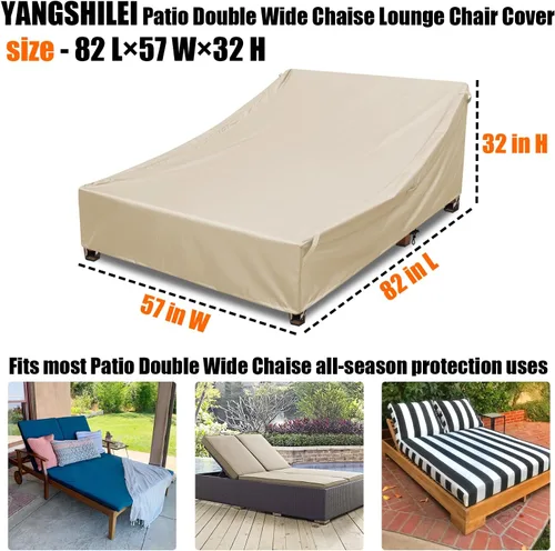 Vista 2 de Cubierta impermeable para silla de salón doble al aire libre, 100% tela Oxford 600D resistente a rasgaduras y al viento, protección contra todo Beige