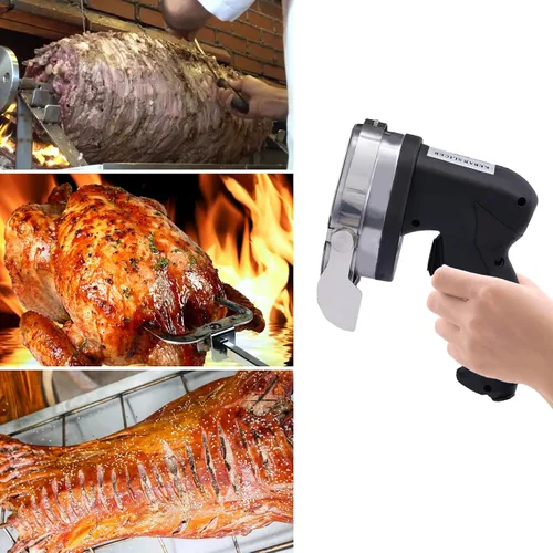 Vista 2 de Cortador eléctrico de carne profesional Shawarma Doner cortador de carne 110 V 80 W Gyro Carver máquina de mano 0.039-0.315 in de grosor de corte
