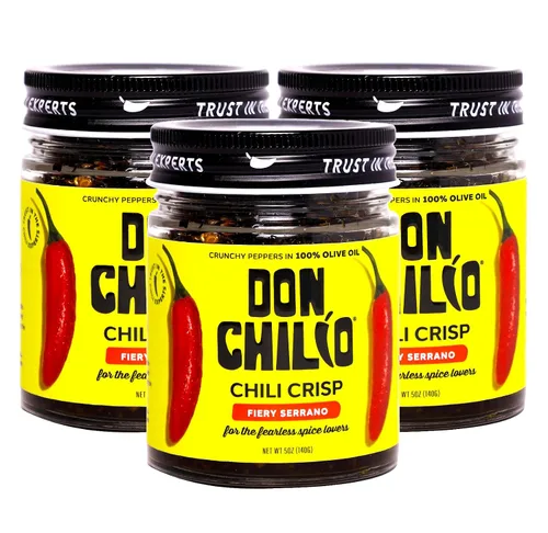 Vista 15 de Don Chilio Salsa picante de habanero mexicano, 5 oz. – Chiles habaneros crujientes y fritos en aceite de oliva 100% sazonado – Apto para keto