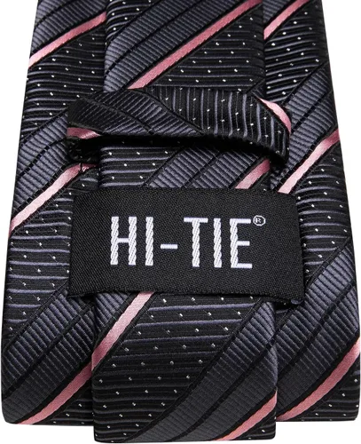 Vista 198 de Hi-Tie Corbatas de seda para hombre, diseño de cachemira a rayas, con bolsillo, gemelos cuadrados, conjunto formal de negocios