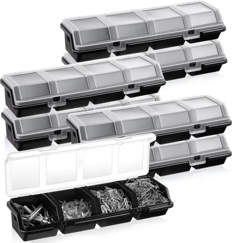Vista 10 de Hushee - Caja organizadora de 4 tornillos con tapa, 4 compartimentos