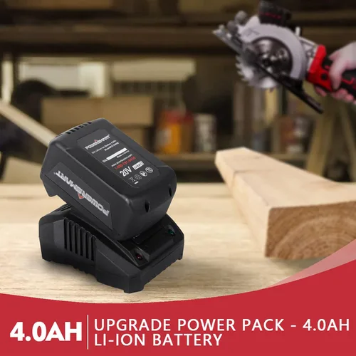 Vista 13 de Sierra mini circular inalámbrica PowerSmart de 20 V y 4-1/2 pulgadas con batería de 4.0 Ah y cargador rápido, 4 cuchillas ideales para cortes