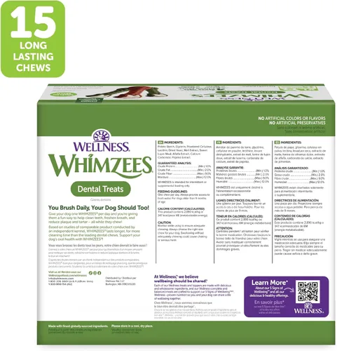 Vista 9 de Wellness WHIMZEES Value Pack - Golosinas dentales naturales para perros, masticables, refresca el aliento, tamaño extragrande, caja de 64 onzas, 15