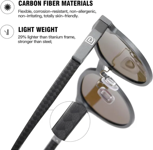 Vista 4 de DUCO Lentes de sol polarizados para hombre y mujer, ultra ligeros, de aluminio-magnesio, UV400, DC3018, Lente azul marco gris pistola