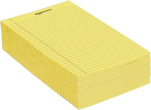 Vista 3 de Amazon Basics Bloc legal de 8.5 x 11.75 pulgadas, color canario, 72 unidades (paquete de 12), 50 hojas por bloc, 6 paquetes por caja
