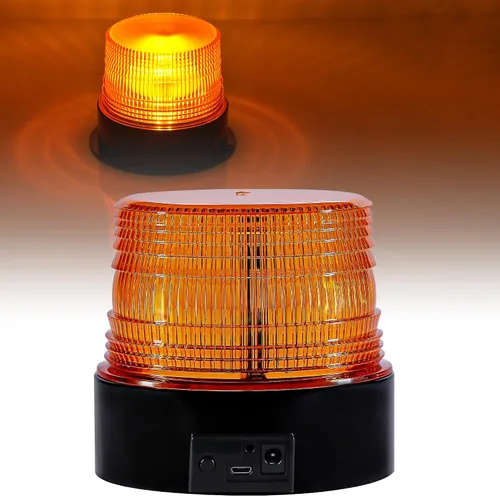 Vista 8 de Dinfu Luz estroboscópica LED, luces de advertencia ámbar, luz intermitente de emergencia con imán para vehículo, carretilla elevadora, tractor