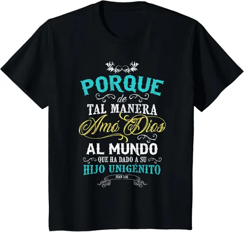 Vista 7 de Camisas cristianas en español Camisetas sobre Jesus, Negro, S