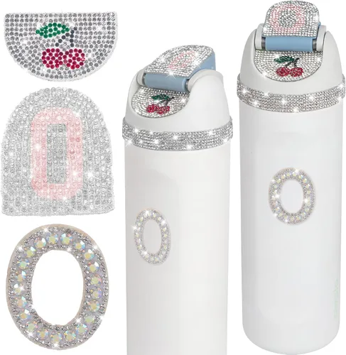 Vista 13 de JUNIQUTE 4 piezas de uso para botella de agua Owala de 16 onzas, 24 onzas, 32 onzas, 40 onzas, accesorios de letras de diamantes de imitación