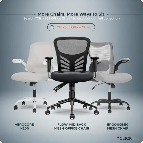 Vista 9 de Flow Silla de oficina de malla con respaldo medio, soporte lumbar, asiento acolchado extra negro