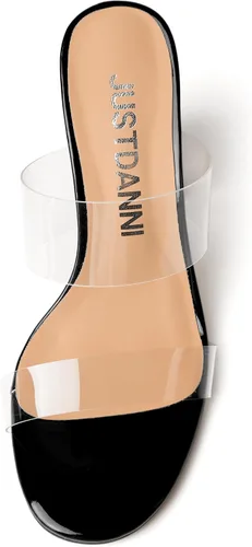 Vista 3 de JUSTDANNI Sandalias de tacón alto para mujer, con puntera redonda, de 3.3 pulgadas