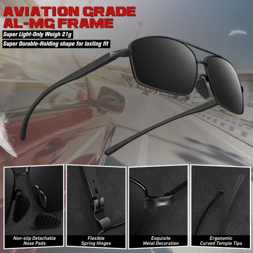 Vista 3 de Polarized Sunglasses for Men,Ultralight Al-Mg Mens Sunglasses,Shades Glasses Men with UV400 Protection