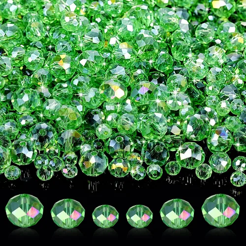 Vista 15 de 600 cuentas facetadas de cristal, cuentas de piedras preciosas, sueltas para hacer manualidades de joyería de 0.315, 0.236, 0.157 pulgadas (color AB)