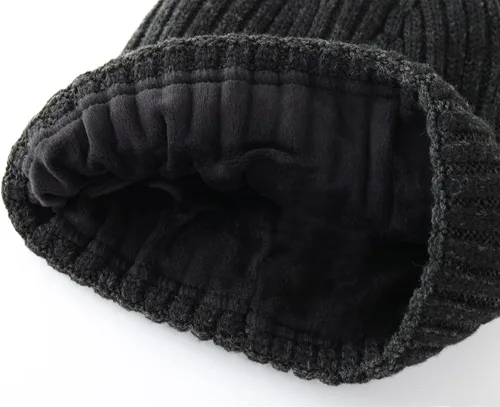 Vista 6 de Connectyle Gorro de lana con forro polar para hombre, gorro de lana de invierno de punto