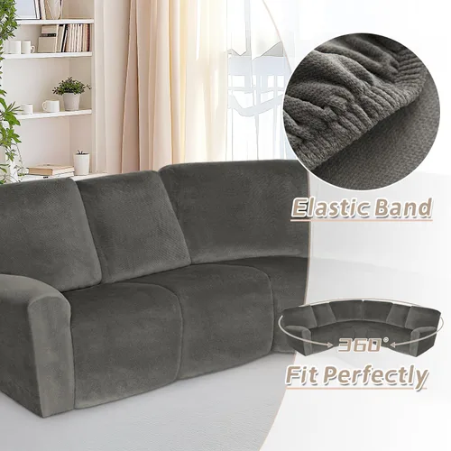 Vista 608 de Arfntevss Fundas de sofá seccional reclinable de terciopelo, Funda de sofá seccional de esquina para sofá reclinable, Funda elástica suave