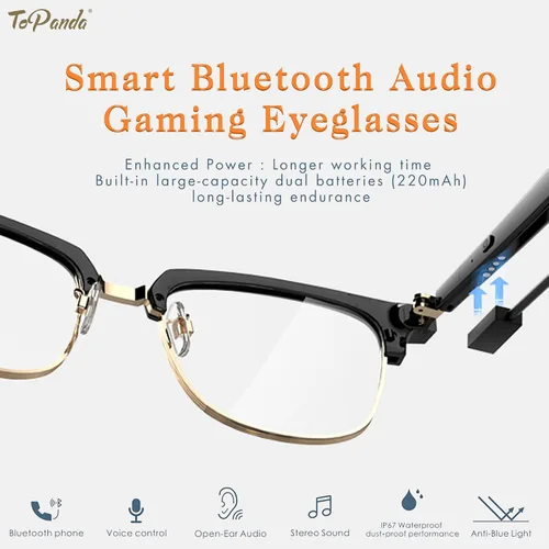 Vista 2 de Gafas de audio inteligentes (3ª generación), altavoces TWS de oído abierto con conectividad Bluetooth 5.0 para reuniones