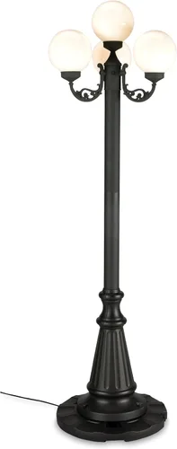 Vista 2 de 80"H, Europeo Park Style Cuatro Plug-in Outdoor Black Lantern Patio, Resistente a la intemperie, Aluminio, Globos de Bronce